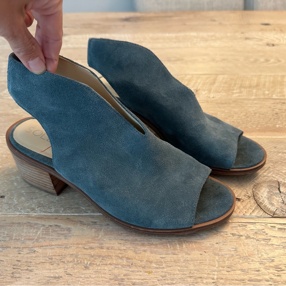 Sole Society Blue Suede Mules